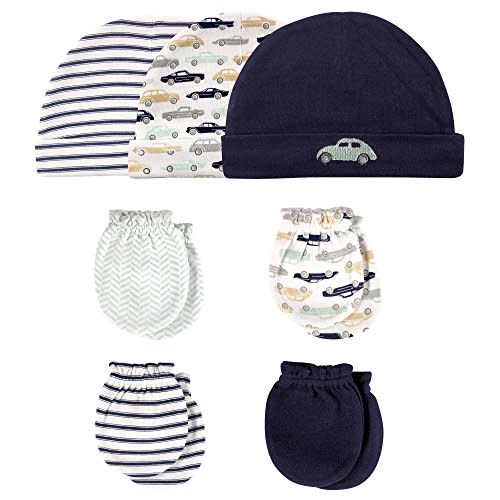 Hudson Baby Unisex Baby Cotton Cap and Scratch Mitten Set