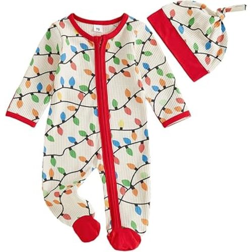 Christmas Baby Boy Outfit My First Christmas Lamp Waffle Knit Romper Onesie Newborn Fall Winter Clothes