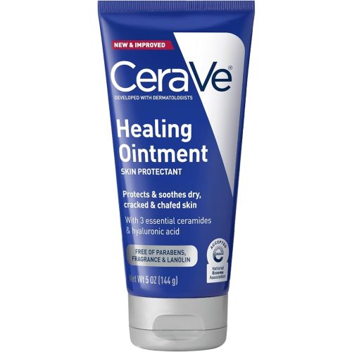 CeraVe Healing Ointment, Hydrating Skin Protectant With Petrolatum, Hyaluronic Acid & Ceramides, Face & Body Skin Barrier Repair For Cracked, Chafed, Dry Skin, Fragrance Free & Lanolin Free, 5 Oz