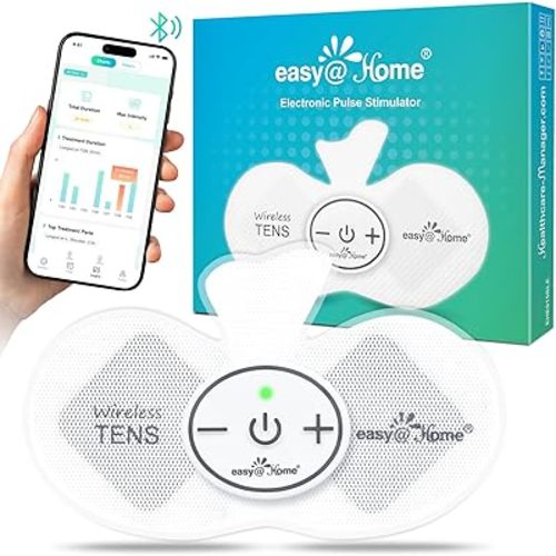 Easy@Home Wireless TENS Unit with APP Remote Control: Back Pain Relief Muscle Stimulator Massager | Powered by MyPainOff App iOS & Android App | Pain Therapy Management EHE015BLE