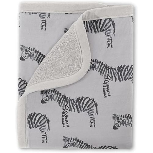 Oilo Baby Blanket, Luxury Soft Plush Backing & 100% Turkish Cotton Jersey Print, Double Layered, 30" x 40", Rolled Jersey Edge Trim, Machine Washable, Perfect for Infant or Toddlers, Zebra