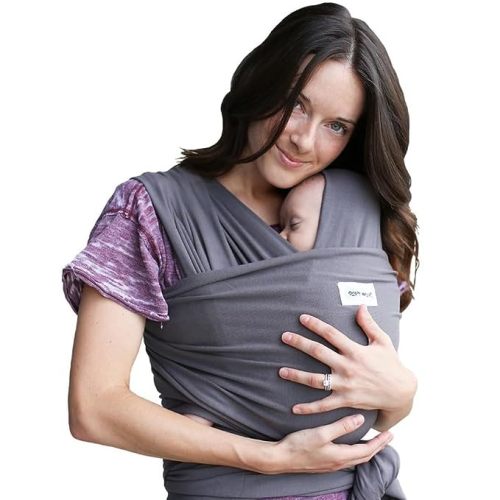 Sleepy Wrap Stretchy Ergonomic Baby Carrier Sling for Newborns to Toddlers - Hands-Free Lightweight Baby Wrap 7-35 lbs (Dark Gray)