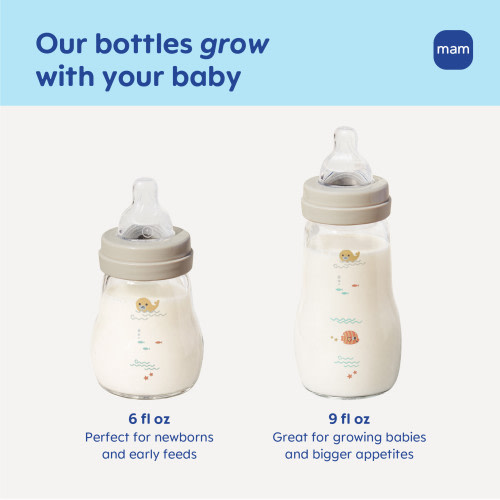 MAM 6oz Pure Glass Feel Good Anti-Colic 0+ Months Baby Bottle, 3 Pk, Unisex