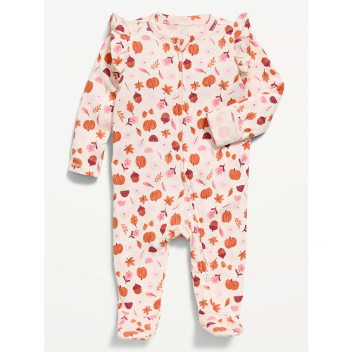 Ruffle-Trim 2-Way-Zip Sleep & Play Footed One-Piece for Baby