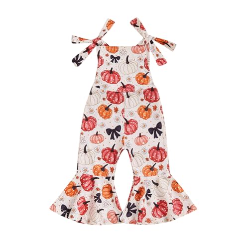 Toddler Baby Girl Bell Bottoms Romper Floral/Butterfly Overalls Suspender Flare Pants One Piece Strap Jumpsuit