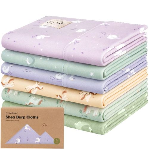 KeaBabies 6pk Shea Baby Burp Cloths for Baby Boys and Girls, 100% Organic Cotton Burping Cloths for Babies, Newborn