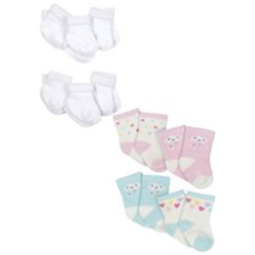 Gerber Baby Girls Organic Wiggle Proof Terry Bootie Socks, 10-Pack