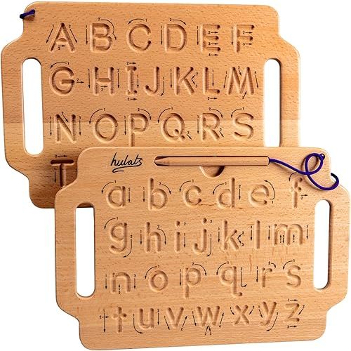 Learn to Write: Portable Wooden Alphabet Letter Tracing Sensory Pad Board - Toddler Writing Practice for Kids Age 3-5, Montessori Toys for 3+ Year Old, Letter Tracing for Kids 3-5 Writing Tools