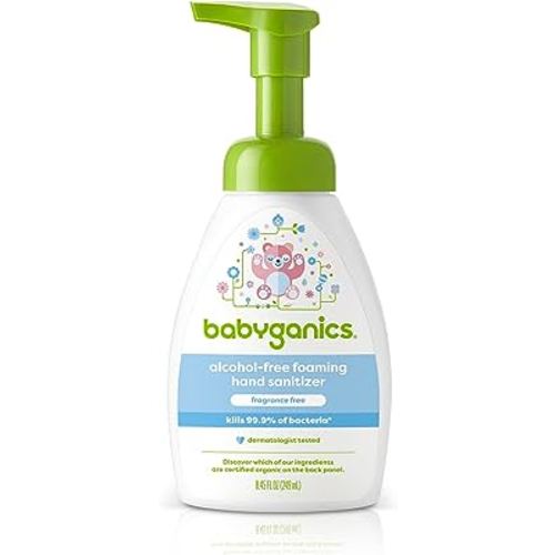Babyganics Alcohol-Free Foaming Hand Sanitizer, Pump Bottle, Fragrance Free, 8.45 oz, Packaging May Vary