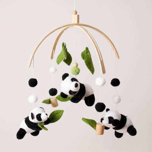 Panda Baby Mobile For Nursery, Mother's Day Gift, Wool Felt Panda, Baby Shower's Gift, Crib Mobile, Cot Mobile, Nursery Gift