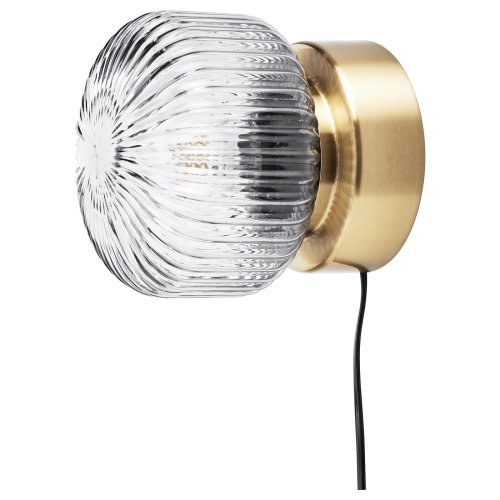 SOLKLINT Wall lamp - brass/gray clear glass
