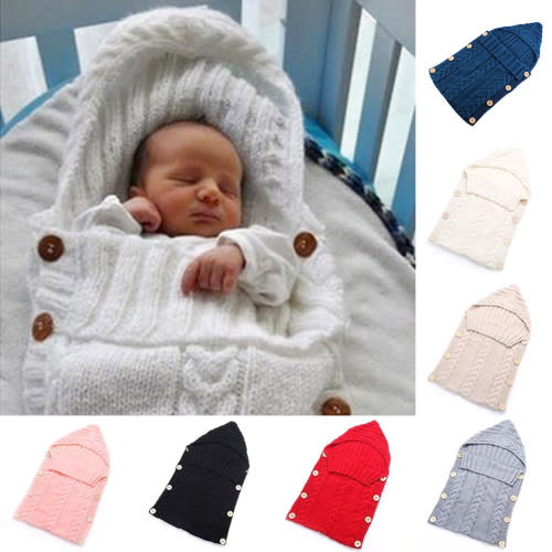 Girl12Queen Newborn Baby Infant Knit Crochet Swaddle Wrap Swaddling Blanket Sleeping Bag
