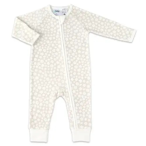 4baby Long Sleeve Zip Coverall 0.2 Tog Floral Natural | Baby Bunting AU