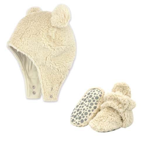 Furry Bootie and Furry Bear Hat Set - Oat – Zutano