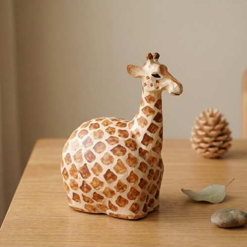 Hand Carved Wooden Giraffe Piggy Bank, Safari Animal Coin Box, Nursery Decor