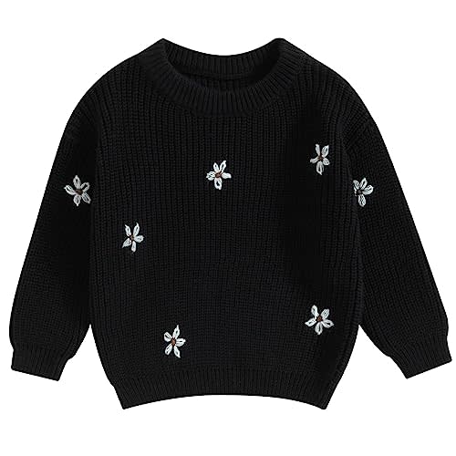 Mubineo Baby Girl Winter Clothes Cute Flower Sweater Crewneck Pullover Long Sleeve Knit Newborn Infant Sweaters