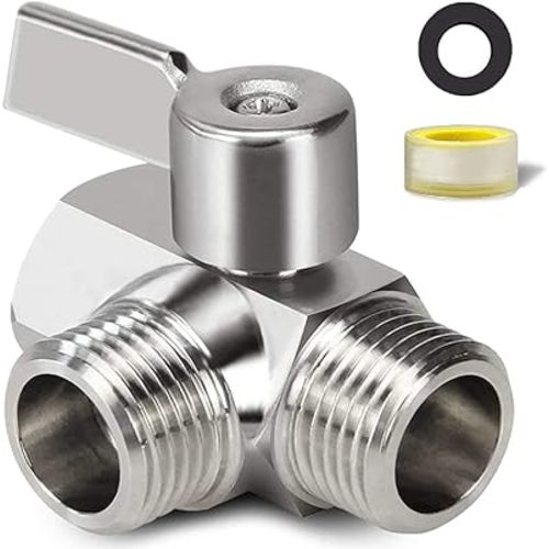 304 Stainless Steel 3 Way Shower Diverter Valve for Hand Held Showerhead and Fixed Spray Head, G 1/2”Shower Arm Diverter Valve with Long Stainless Steel Handle for Bathroom Shower Head Water Splitter