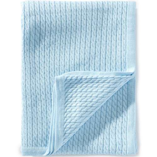Little Me Baby Boys Cotton Cable Knit Receiving Blanket