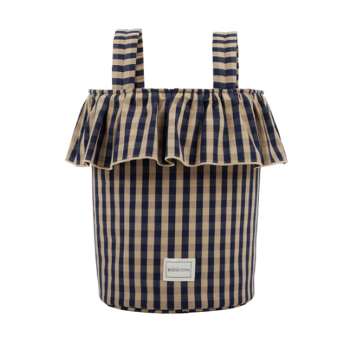 Vichy Basket - Navy + Caramel · Minicoton