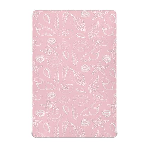 GOODOLD Pink Seashells Crib Sheets for Boys Girls, 52x28 Inch Soft and Breathable Pack n Play Sheets, Portable Mini Stretchy Cribs Sheets