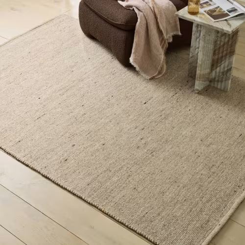 River Natural Pebble Hand Looped Natural Wool Rug | Adairs