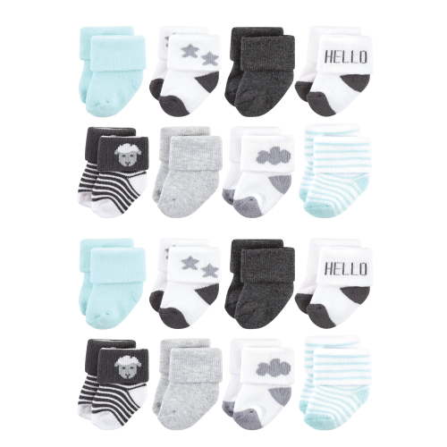 Hudson Baby Cotton Rich Baby Terry Socks 16-Pack, Sheep, 0-6 Months