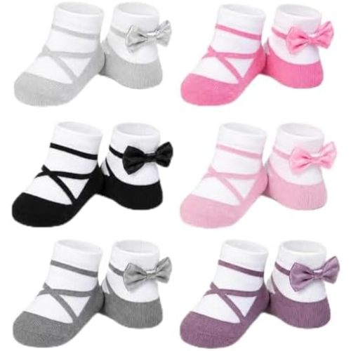 baby emporio Baby Girl Socks – Mary Jane, Sneaker & Ballerina Styles – Non-Slip Cotton Socks