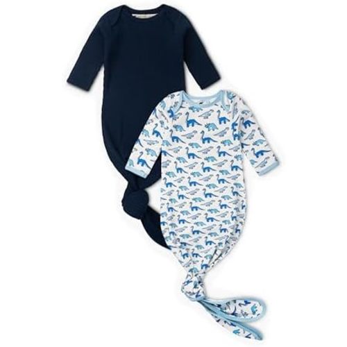 MONICA + ANDY Knot It Baby 2-pack Tie Gown, 100% Organic Baby Clothes for Boys & Girls, Sizes For Preemie, Newborn & Infant