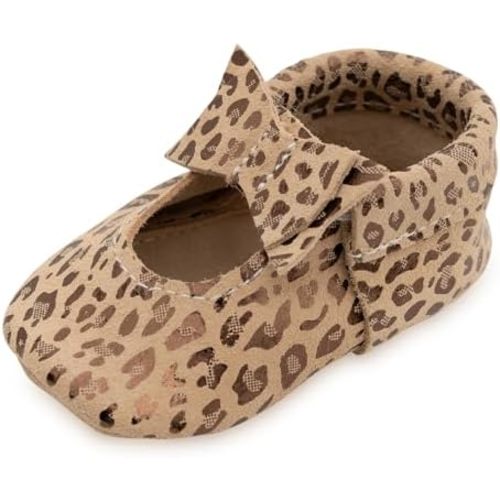 BirdRock Baby Bow and Knot Moccasins - Genuine Leather Baby Girl Shoes