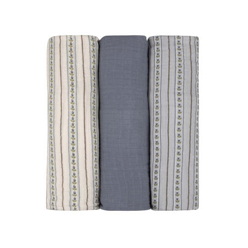Baby Boy Muslin Swaddle Blanket 3-Pack | Jersey Cotton | Linear Tulip | Ely's & Co – Ely's & Co.