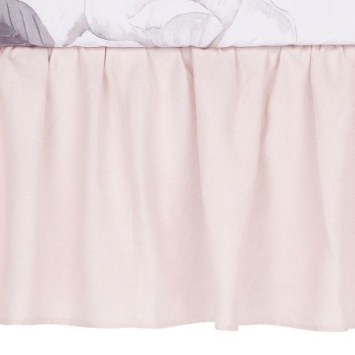 Garden Pink Linen Shirred Crib Skirt/Dust Ruffle