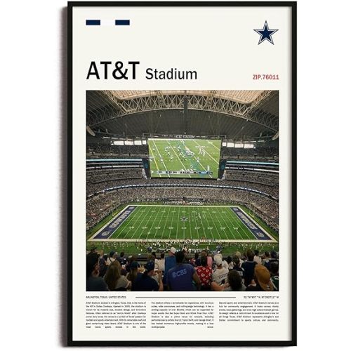 (Unframed 11"x17") AT&TStadium Canvas Print – Dallas Home Field Wall Art for Cowboys Fans, Sports poster for Game Room or Man Cave Decor