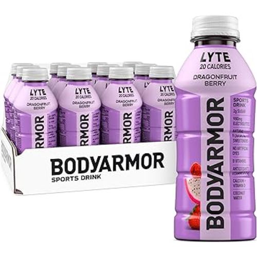 BODYARMOR LYTE Sports Drink Low-Calorie Sports Beverage, Dragonfruit Berry, Coconut Water Hydration, Natural Flavors With Vitamins, Potassium-Packed Electrolytes, Perfect For Athletes, 16 Fl Oz (Pack of 12)