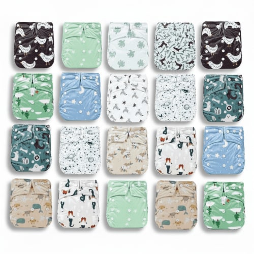 KaWaii Baby Best Value Cloth Diaper Pack - 20 One Size Printed Snap, Waterproof Reusable Nappies for Newborn Infant & Toddlers - Walmart.ca