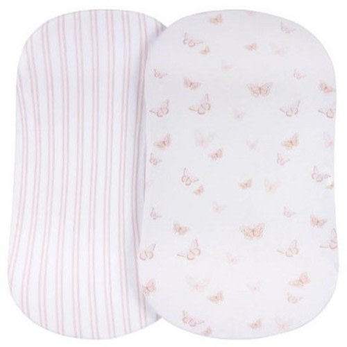 Ely's & Co. Baby Fitted Bassinet Sheet 100% Combed Jersey Cotton Pink for Baby Girl 2 Pack