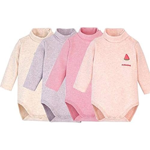 Infant Baby Boys Girls Long Sleeves Thermal Onesies Turtle-Neck Baby Bodysuit Fall Winter Clothes Outfit