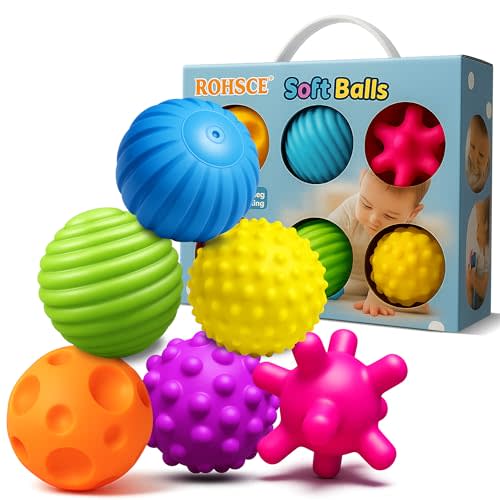 Sensory Ball for Babies 6 to 12 Months, Baby Balls for Toddlers 1-3 Massage Stress Relief, Textured Multi Sensory Balls Gift Sets, Montessori Sensory Toys 6 Spikey Squeeze Ball for Infant Kids