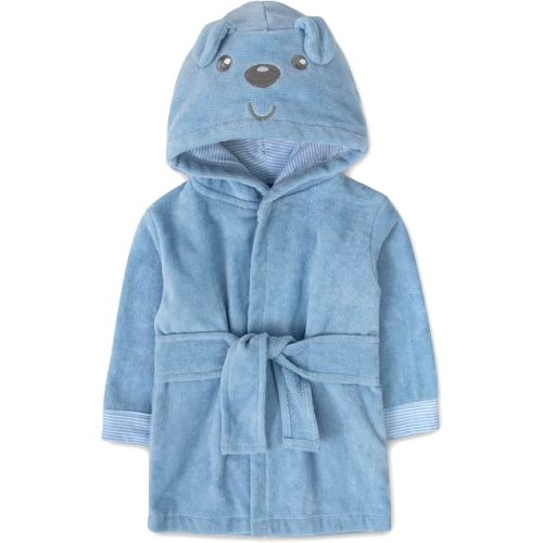 Baby Essentials Unisex Baby Plush Animal Face Bathrobe Hooded with Tie Closure for Newborns and Infants 0-9 Months