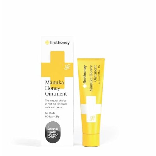 FIRST HONEY Manuka Wound Ointment [.75oz - 21g] | Rapid Wound Repair Gel | Fast Relief for Skin & Burns | Manuka Honey from New Zealand | Antibiotic Free Burn Care, Scar Gel, Dressing Aid