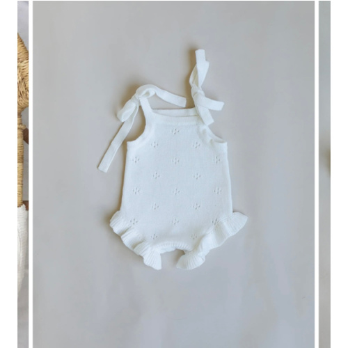 Pointelle Frill Summer Knit Romper - Cloud – Pine Kids Co