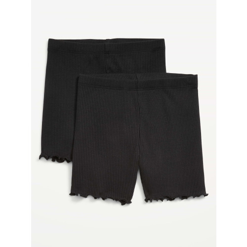 Ribbed Lettuce-Edge Biker Shorts 2-Pack for Toddler Girls