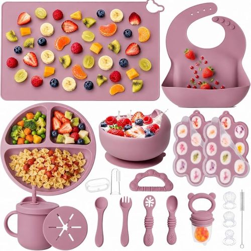 19 Pcs Silicone Baby Feeding Set Eating Essentials for Newborn
