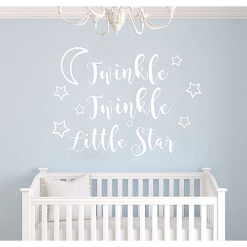 Twinkle Twinkle Little Star Wall Decal Art Vinyl Sticker for Kids Baby Boy Girl's Room Decoration Nursery Bedroom Home Decor YMX29 (White, 57x42cm)