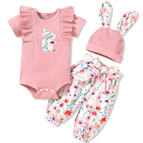 fioukiay Preemie Newborn Baby Girls Clothes Infant Little Kids Romper Bodysuit Pants Headband Clothing Set Summer Outfits