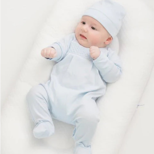 Essentials Solid Blue Smocked Footie – Magnolia Baby