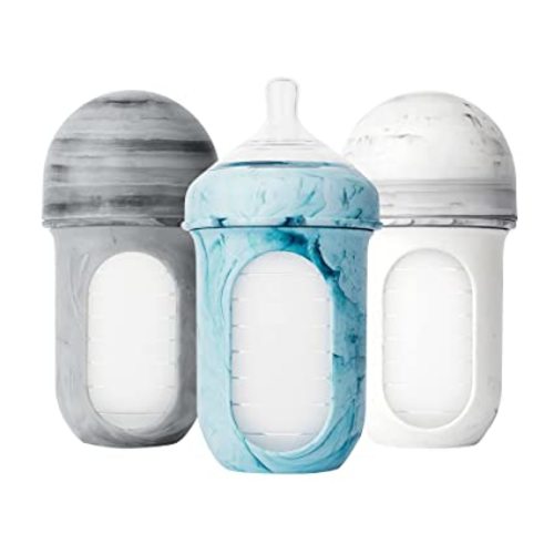 Boon Nursh Bottles - Silicone Baby Bottles Help Ease Colic Symptoms - Formula and Breast Milk Only Touch Food-Grade Silicone - Medium Flow - 8 Oz - Tie Dye