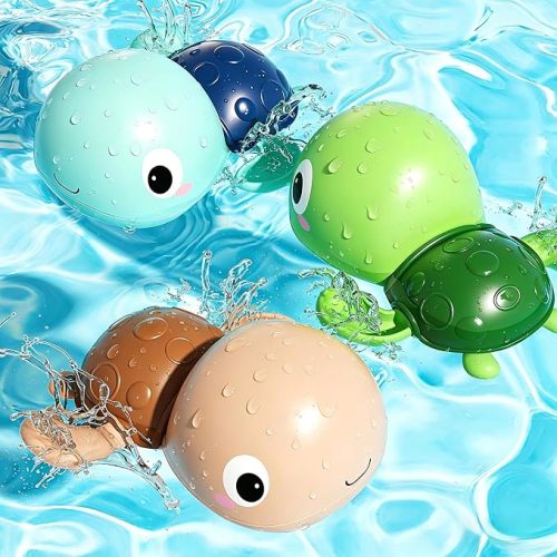 Wind Up Bath Toys for Kids Ages 1-3, 3-Pack Swimming Turtle Water Toys