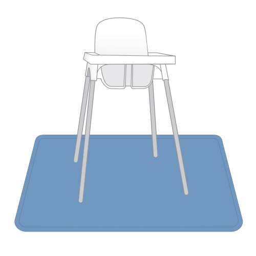 Solid Dusty Blue Minimalist Splash Mat - A Waterproof Catch-All for Highchair Spills and More!
