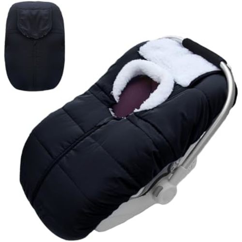 Fairy Baby Winter Car Seat Cover for Babies Carseat– Waterproof, Warm Car Seat Cover Baby – Universal Winter Cover for Back Seat, Infant Car Seat & Baby Carseat（Black）