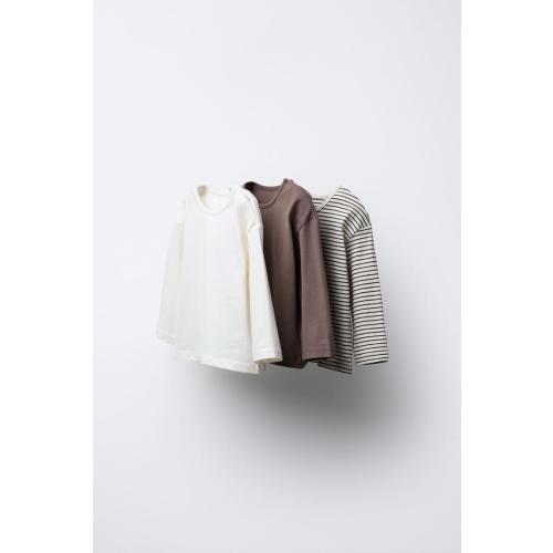 THREE-PACK OF STRIPED AND SOLID T-SHIRTS - Brown | ZARA United States